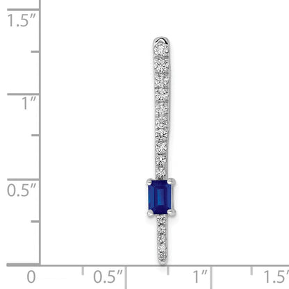 14K Weißgold Echt Diamant &.29 Saphir Fantasie Kette Anhänger