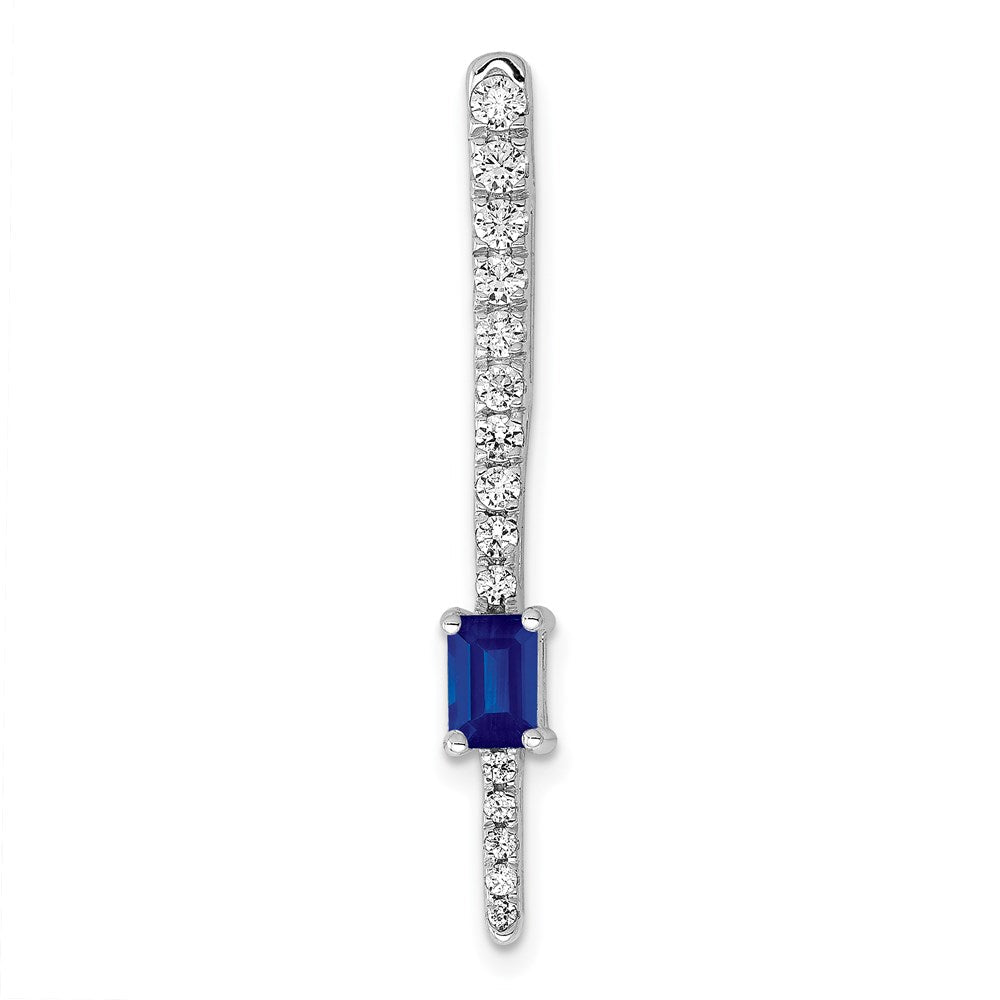 14K Weißgold Echt Diamant &.29 Saphir Fantasie Kette Anhänger