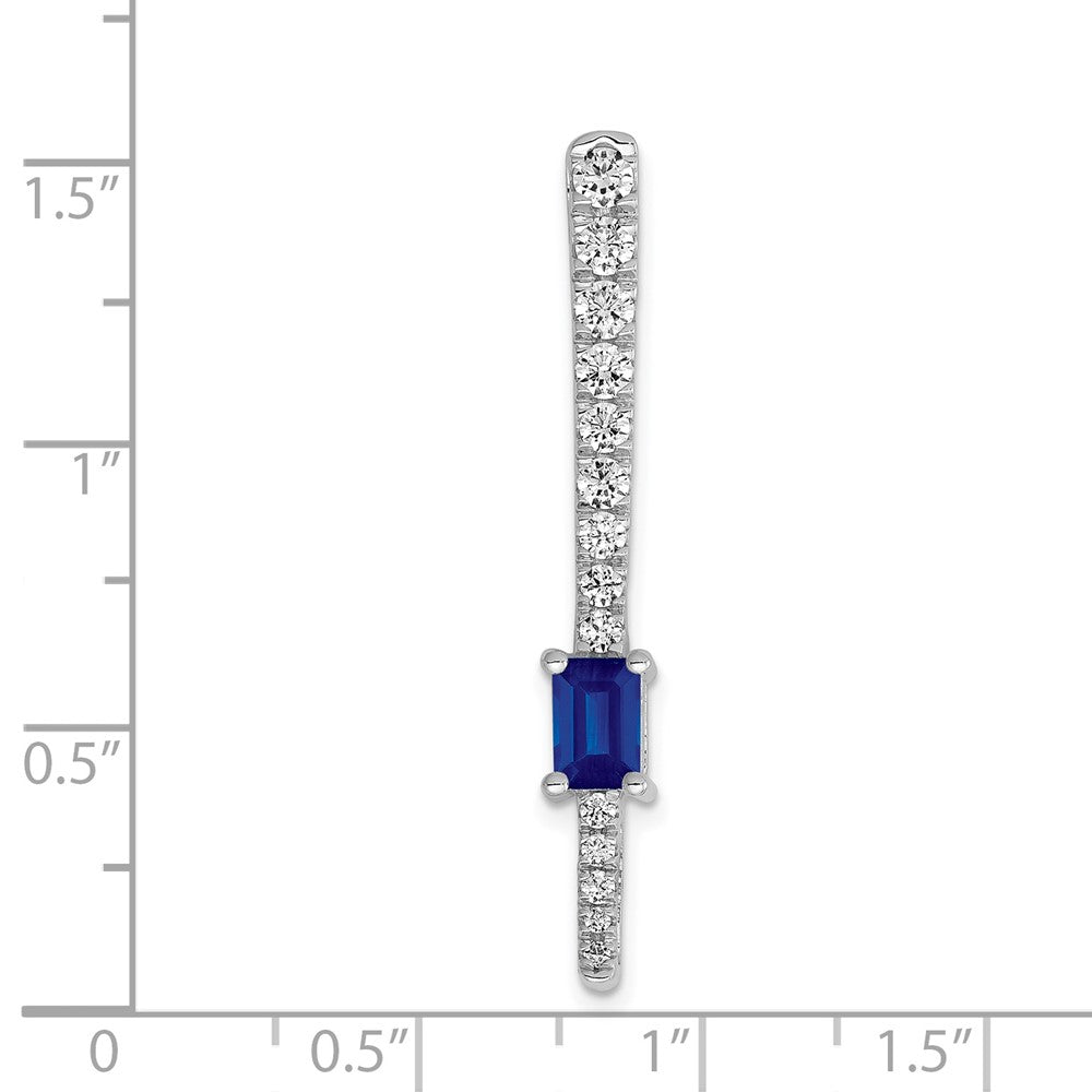 14K Weißgold Echt Diamant &.45 Saphir Fantasie Kette Anhänger