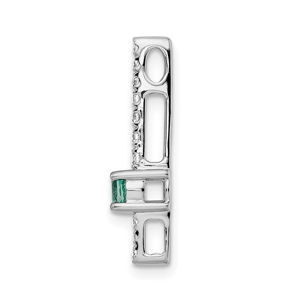14K Weißgold 0,17 ct. Laborgewachsener Diamant VS/SI+ G+ und Laborgezüchteter Smaragd Kettengleitanhänger