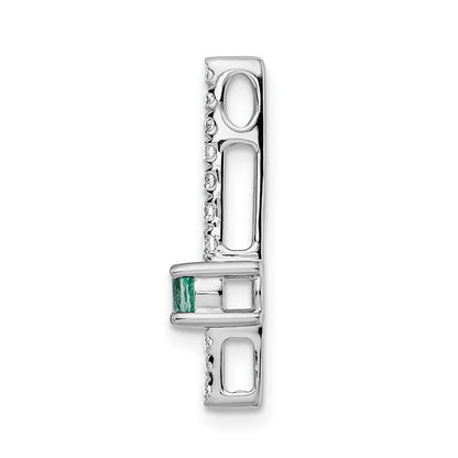 14K Weißgold 0,17 ct. Laborgewachsener Diamant VS/SI+ G+ und Laborgezüchteter Smaragd Kettengleitanhänger