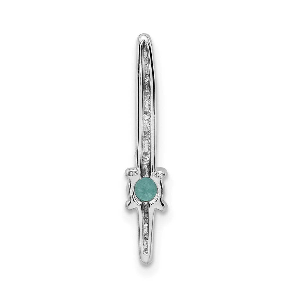 14K Weißgold 0,17 ct. Laborgewachsener Diamant VS/SI+ G+ und Laborgezüchteter Smaragd Kettengleitanhänger