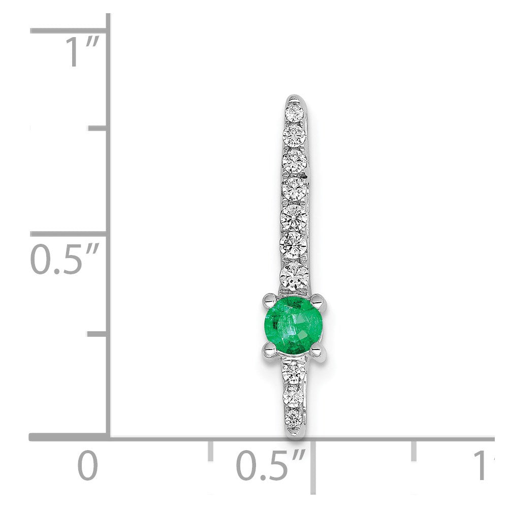 14K Weißgold Echt Diamant und Smaragd Fantasie Kette Anhänger