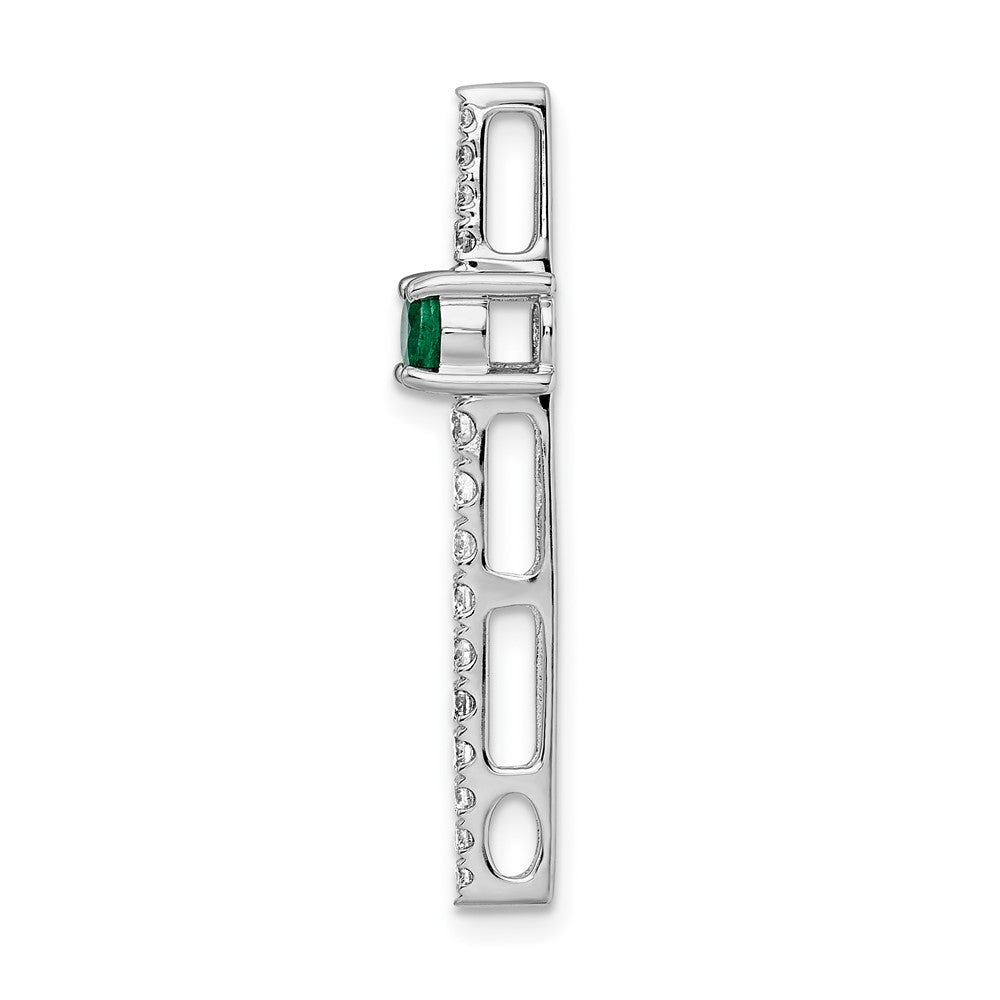 14K Weißgold Echt Diamant und Smaragd Fantasie Kette Anhänger