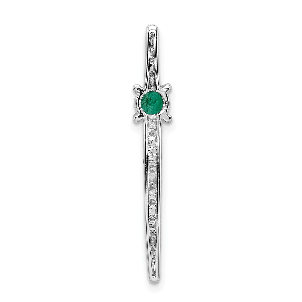 14K Weißgold Echt Diamant und Smaragd Fantasie Kette Anhänger