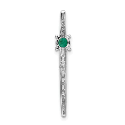 14K Weißgold Echt Diamant und Smaragd Fantasie Kette Anhänger