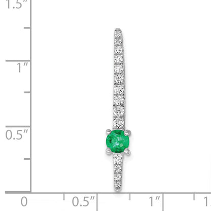 14K Weißgold Echt Diamant und Smaragd Fantasie Kette Anhänger