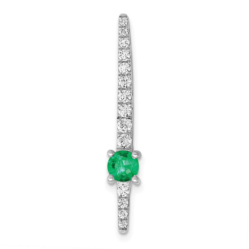 14K Weißgold Echt Diamant und Smaragd Fantasie Kette Anhänger