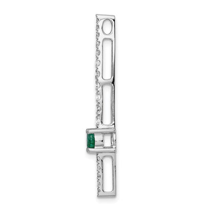 14K Weißgold Echt Diamant & Smaragd Fantasie Kette Anhänger