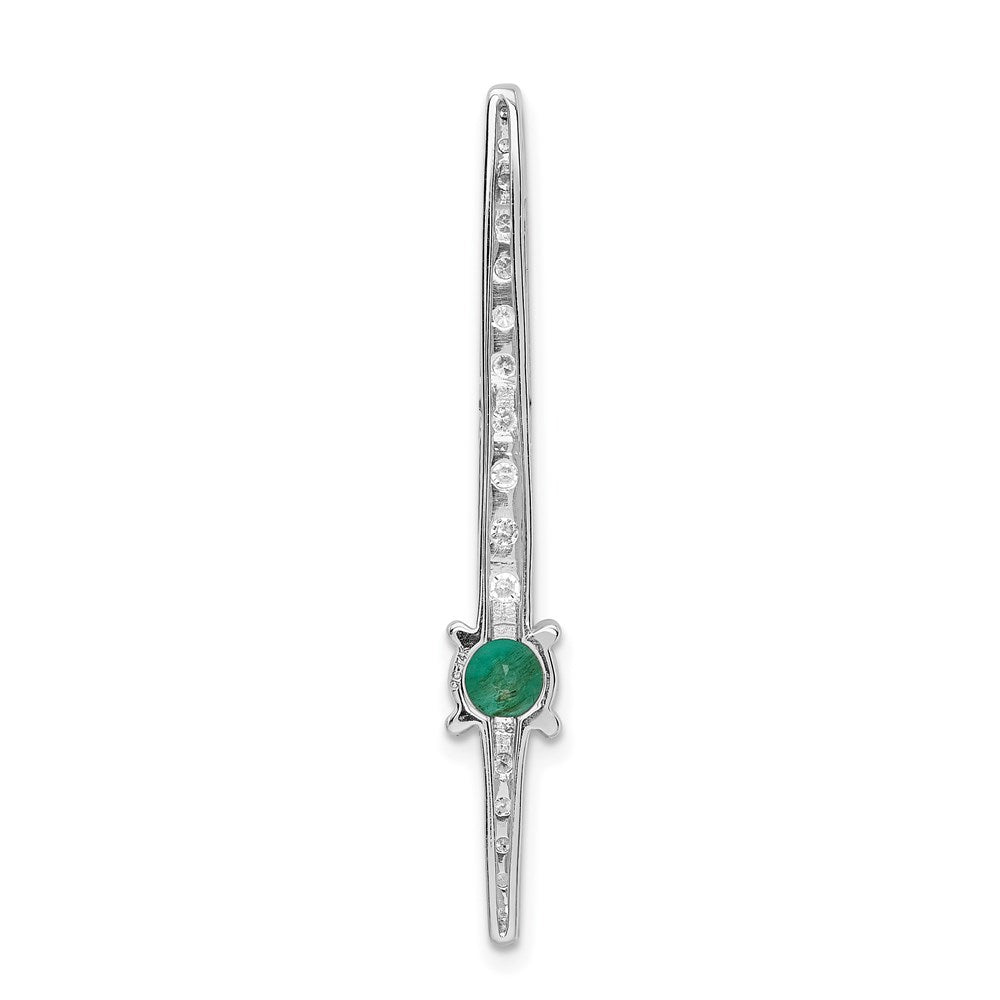 14K Weißgold Echt Diamant & Smaragd Fantasie Kette Anhänger