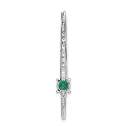 14K Weißgold Echt Diamant & Smaragd Fantasie Kette Anhänger