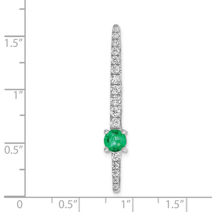14K Weißgold Echt Diamant & Smaragd Fantasie Kette Anhänger