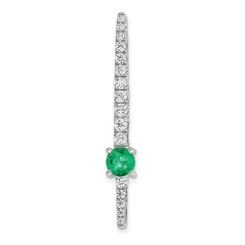 14K Weißgold Echt Diamant & Smaragd Fantasie Kette Anhänger