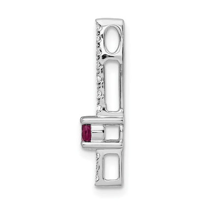 14K Weißgold 0,17 ct. Laborgezüchteter Diamant VS/SI+ G+ und Laborgezüchteter Rubin Ketten-Gleitanhänger