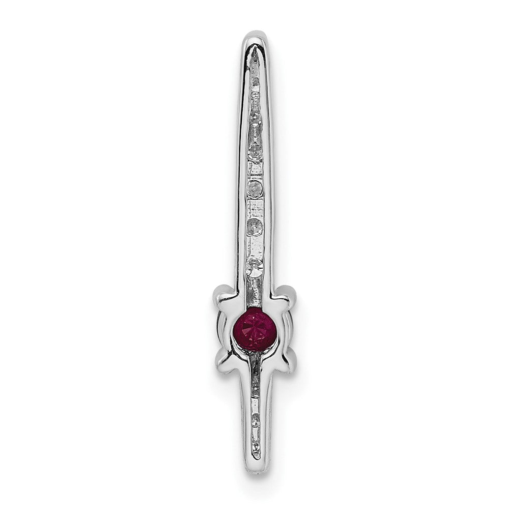 14K Weißgold 0,17 ct. Laborgezüchteter Diamant VS/SI+ G+ und Laborgezüchteter Rubin Ketten-Gleitanhänger