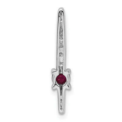 14K Weißgold 0,17 ct. Laborgezüchteter Diamant VS/SI+ G+ und Laborgezüchteter Rubin Ketten-Gleitanhänger