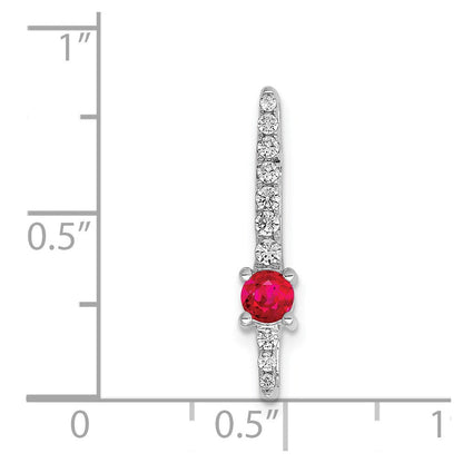 14K Weißgold Echt Diamant Und.18 Rubin Fantasie Kette Anhänger