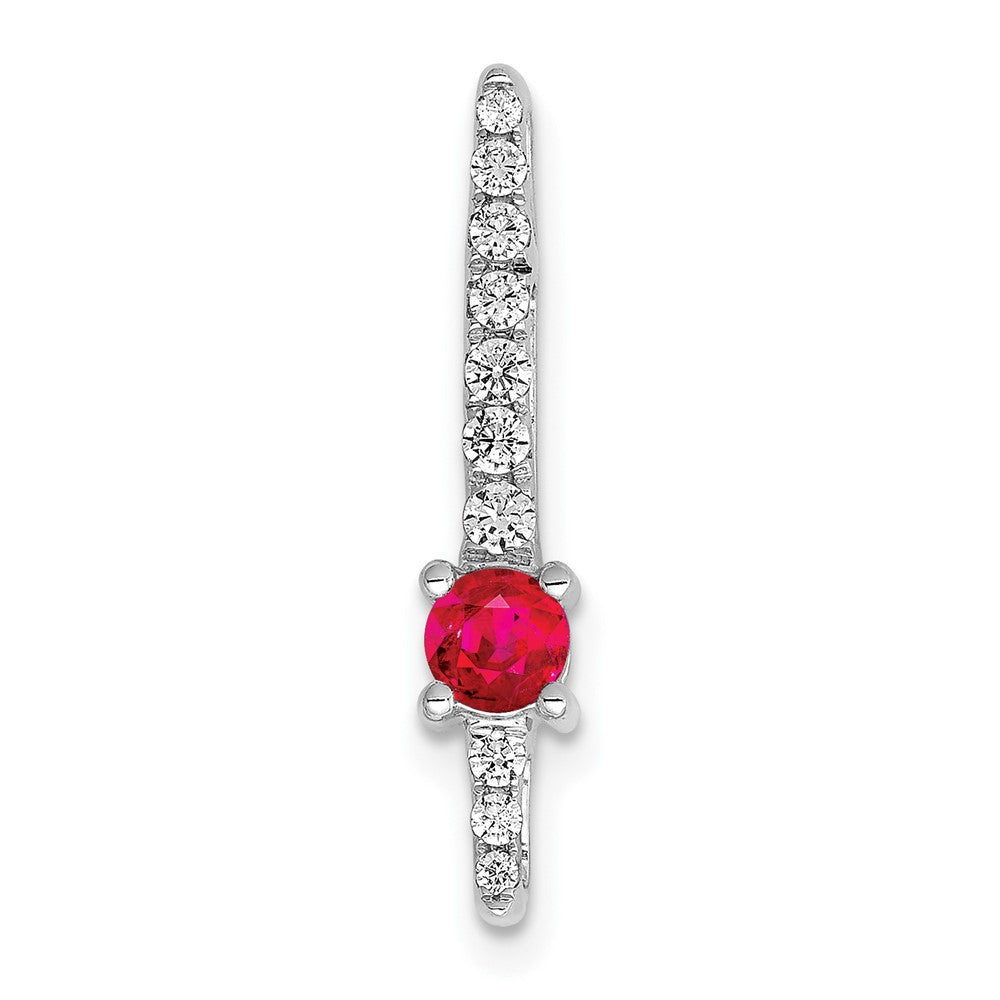 14K Weißgold 0,17 ct. Laborgezüchteter Diamant VS/SI+ G+ und Laborgezüchteter Rubin Ketten-Gleitanhänger