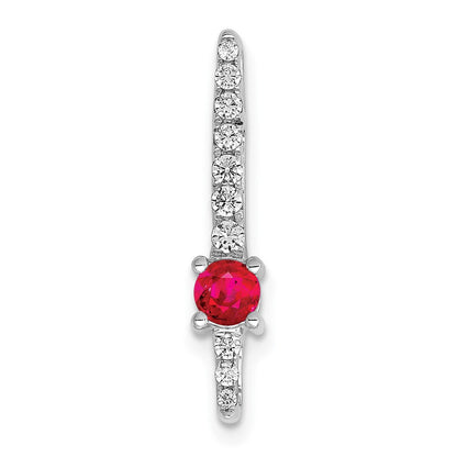 14K Weißgold 0,17 ct. Laborgezüchteter Diamant VS/SI+ G+ und Laborgezüchteter Rubin Ketten-Gleitanhänger