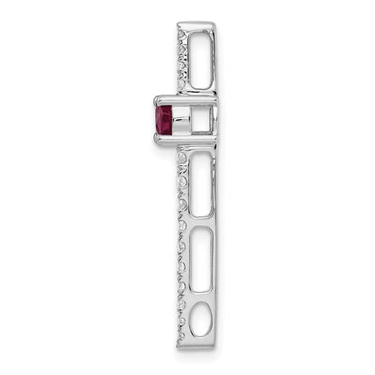 14K Weißgold Echt Diamant &.33 Rubin Fantasie Kette Anhänger