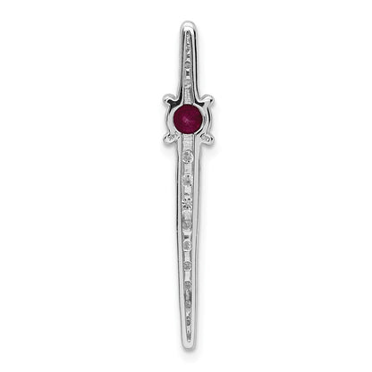 14K Weißgold Echt Diamant &.33 Rubin Fantasie Kette Anhänger