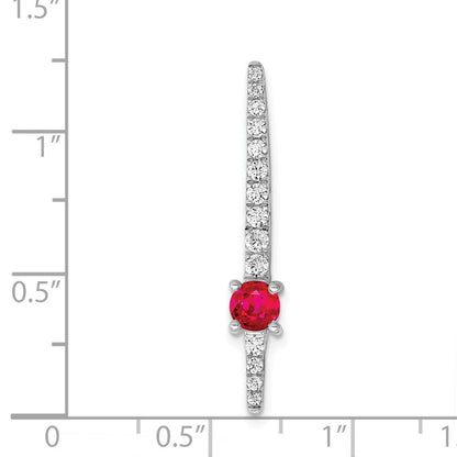 14K Weißgold Echt Diamant &.33 Rubin Fantasie Kette Anhänger