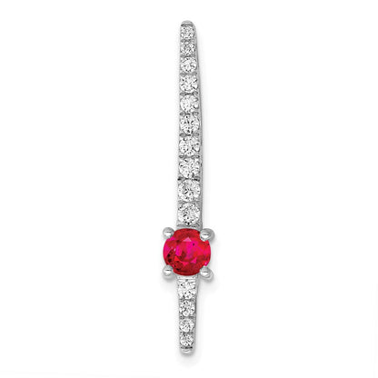 14K Weißgold Echt Diamant &.33 Rubin Fantasie Kette Anhänger