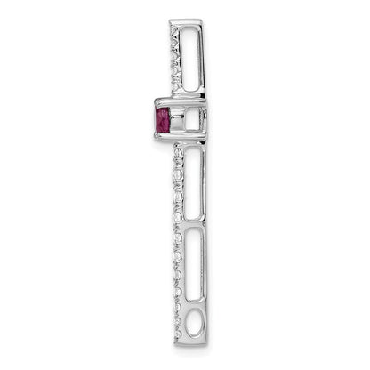14K Weißgold Echt Diamant &.50 Rubin Fantasie Kette Anhänger