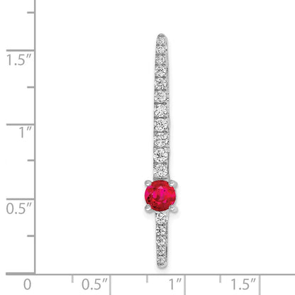 14K Weißgold Echt Diamant &.50 Rubin Fantasie Kette Anhänger