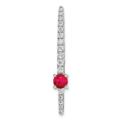 14K Weißgold Echt Diamant &.50 Rubin Fantasie Kette Anhänger