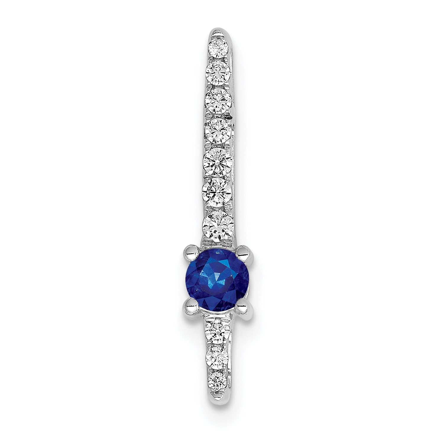 14K Weißgold 0,17 ct. Laborgezüchteter Diamant VS/SI+ G+ und Labor-erzeugter Blauer Saphir Ketten-Gleitanhänger