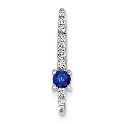 14K Weißgold 0,17 ct. Laborgezüchteter Diamant VS/SI+ G+ und Labor-erzeugter Blauer Saphir Ketten-Gleitanhänger