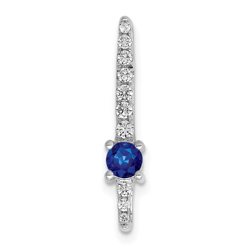 14K Weißgold 0,17 ct. Laborgezüchteter Diamant VS/SI+ G+ und Labor-erzeugter Blauer Saphir Ketten-Gleitanhänger