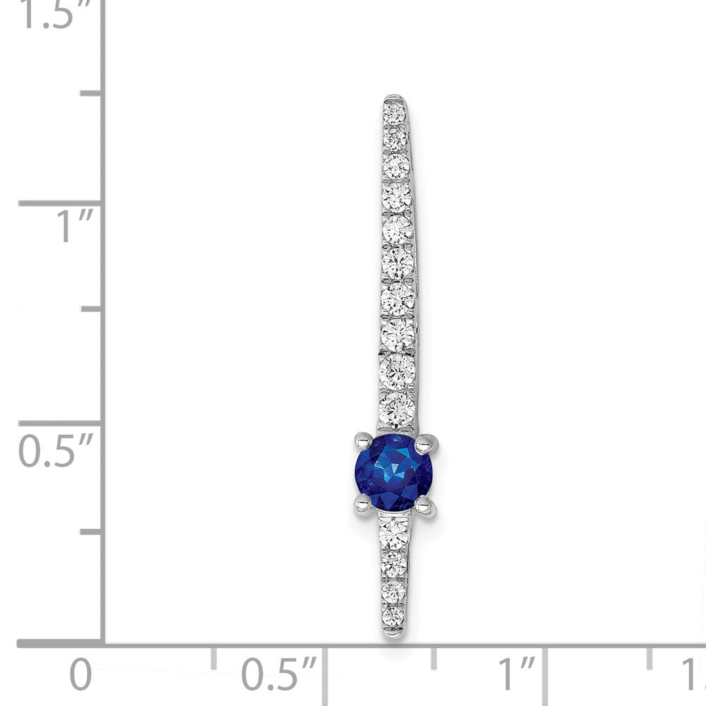 14K Weißgold Echt Diamant &.33 Saphir Fantasie Kette Anhänger