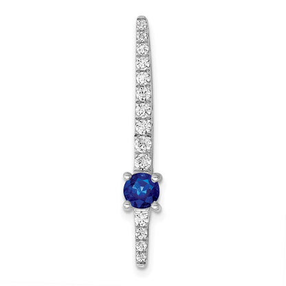 14K Weißgold Echt Diamant &.33 Saphir Fantasie Kette Anhänger