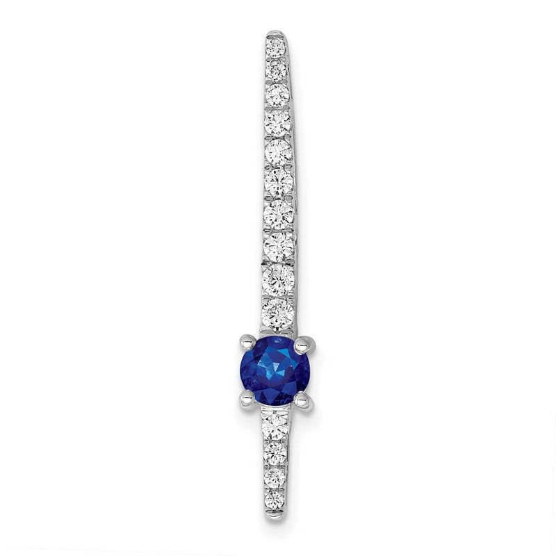 14K Weißgold Echt Diamant &.33 Saphir Fantasie Kette Anhänger