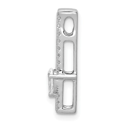 14K Weißgold 1/3ct. Echt Diamant Fantasie Doppelt Stab Kette Anhänger