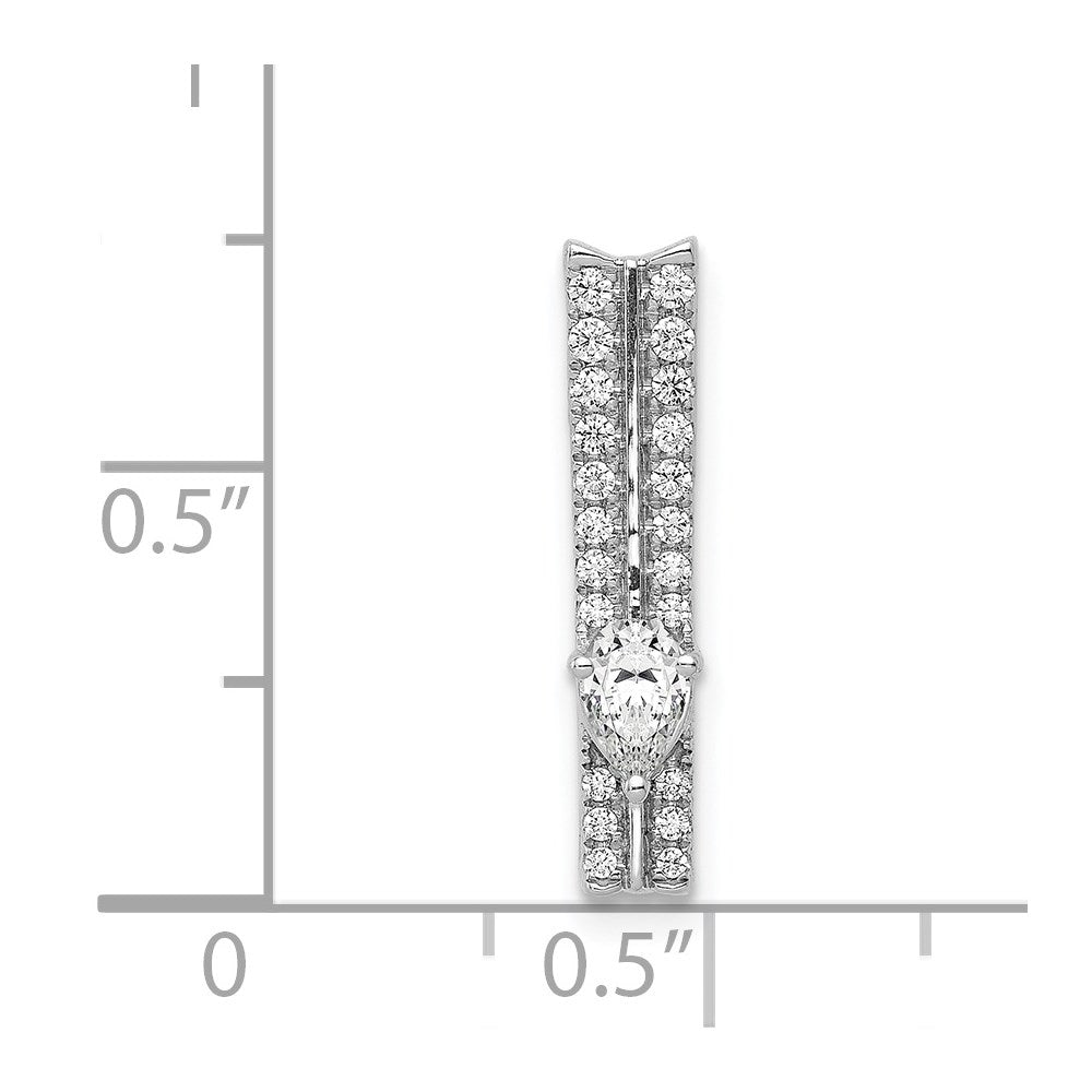 14K Weißgold 1/3ct. Echt Diamant Fantasie Doppelt Stab Kette Anhänger