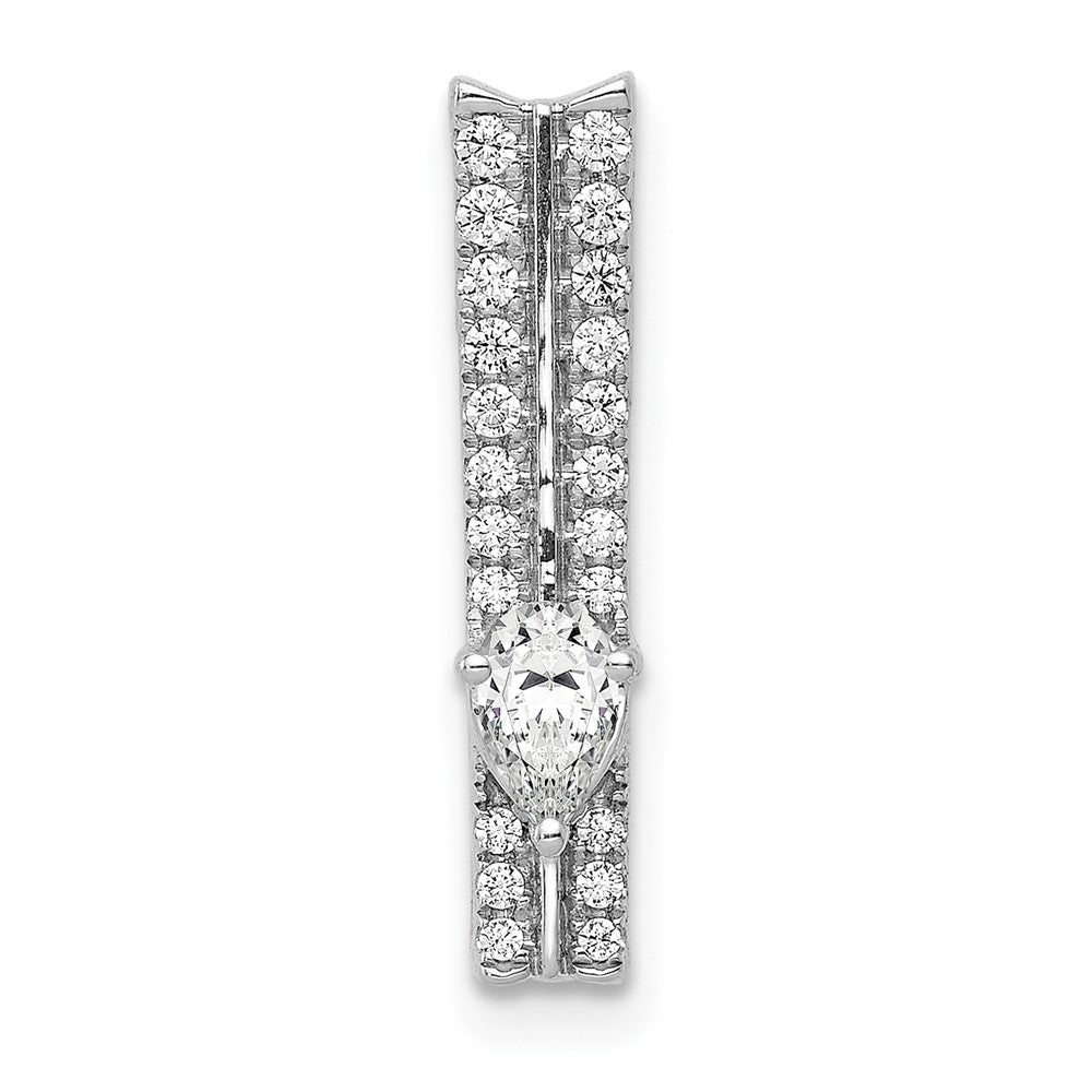 14K Weißgold 1/3ct. Echt Diamant Fantasie Doppelt Stab Kette Anhänger