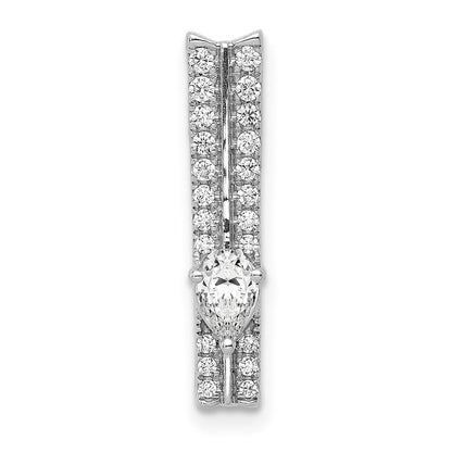 14K Weißgold 1/3ct. Echt Diamant Fantasie Doppelt Stab Kette Anhänger