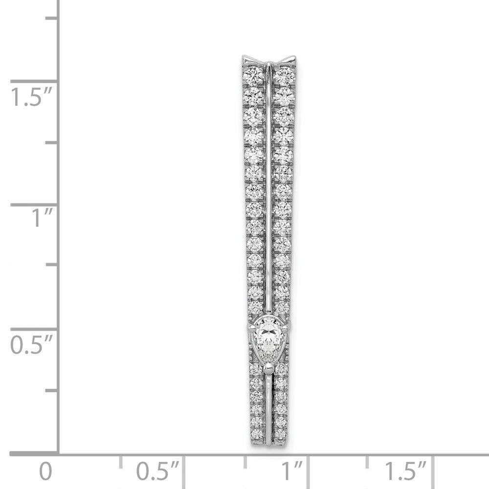 14K Weißgold 1ct. Echt Diamant Fantasie Doppelt Stab Kette Anhänger