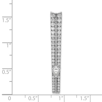 14K Weißgold 1ct. Echt Diamant Fantasie Doppelt Stab Kette Anhänger