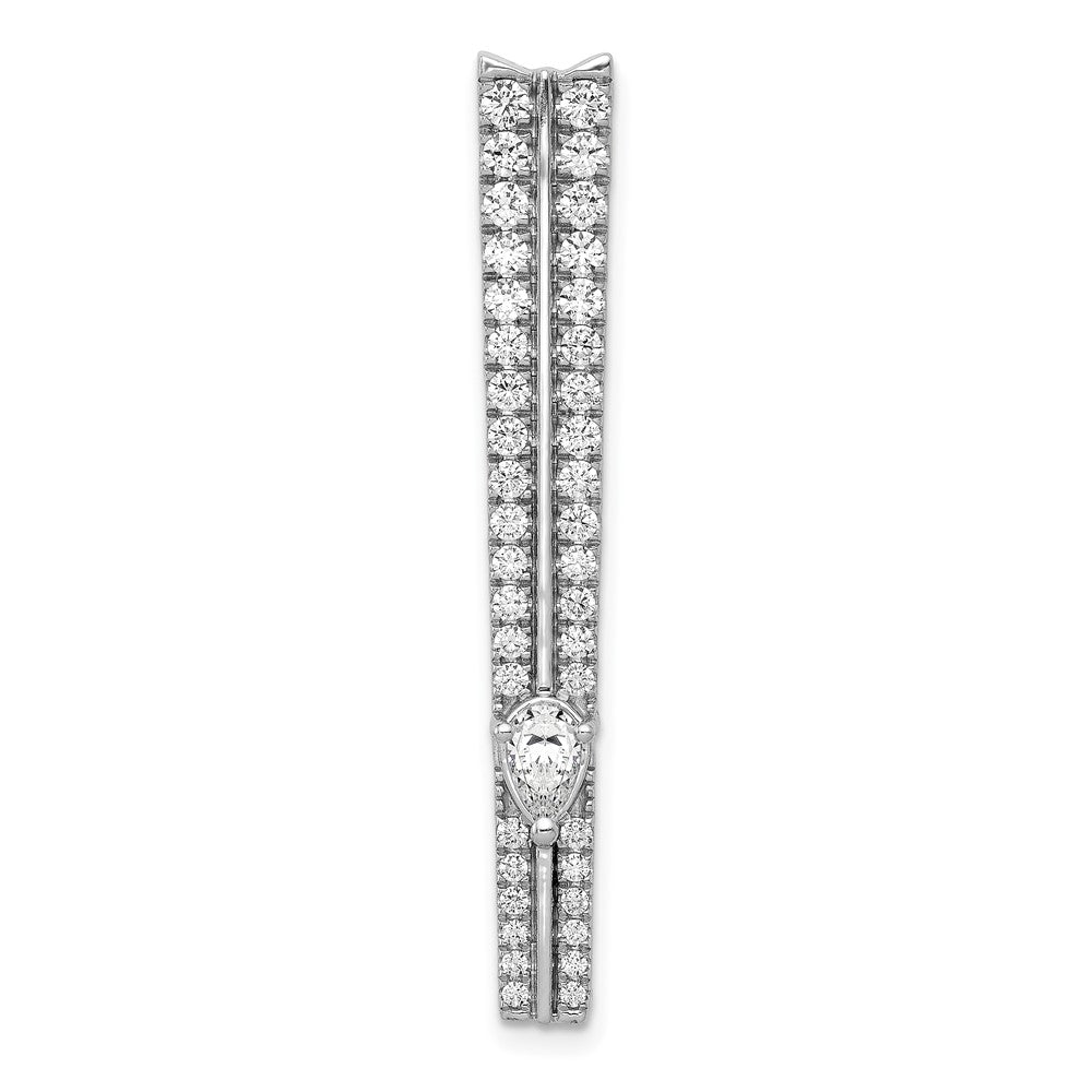 14K Weißgold 1ct. Echt Diamant Fantasie Doppelt Stab Kette Anhänger