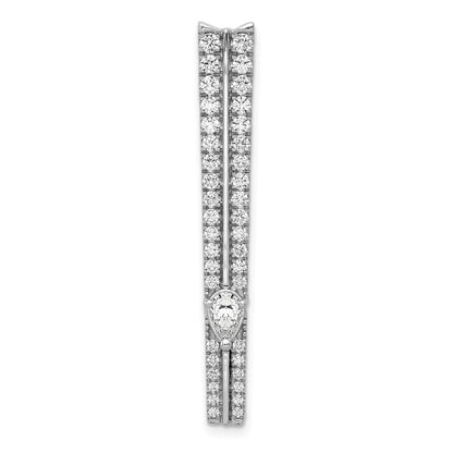 14K Weißgold 1ct. Echt Diamant Fantasie Doppelt Stab Kette Anhänger