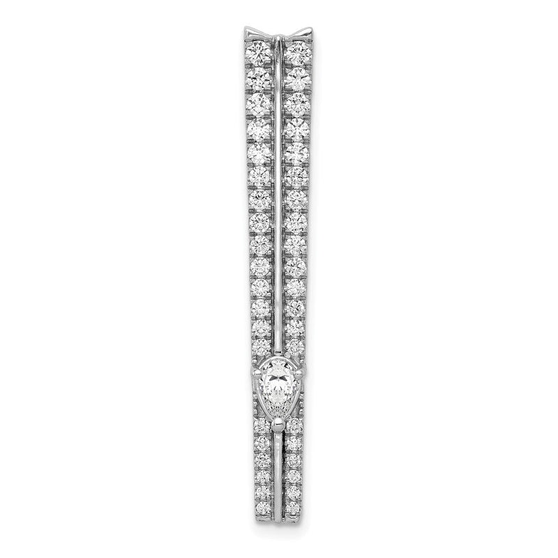 14K Weißgold 1ct. Echt Diamant Fantasie Doppelt Stab Kette Anhänger