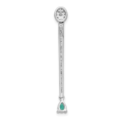 14 K Weißgold Anhänger mit echtem Diamant und tropfenförmigem Smaragd, Fancy-Design