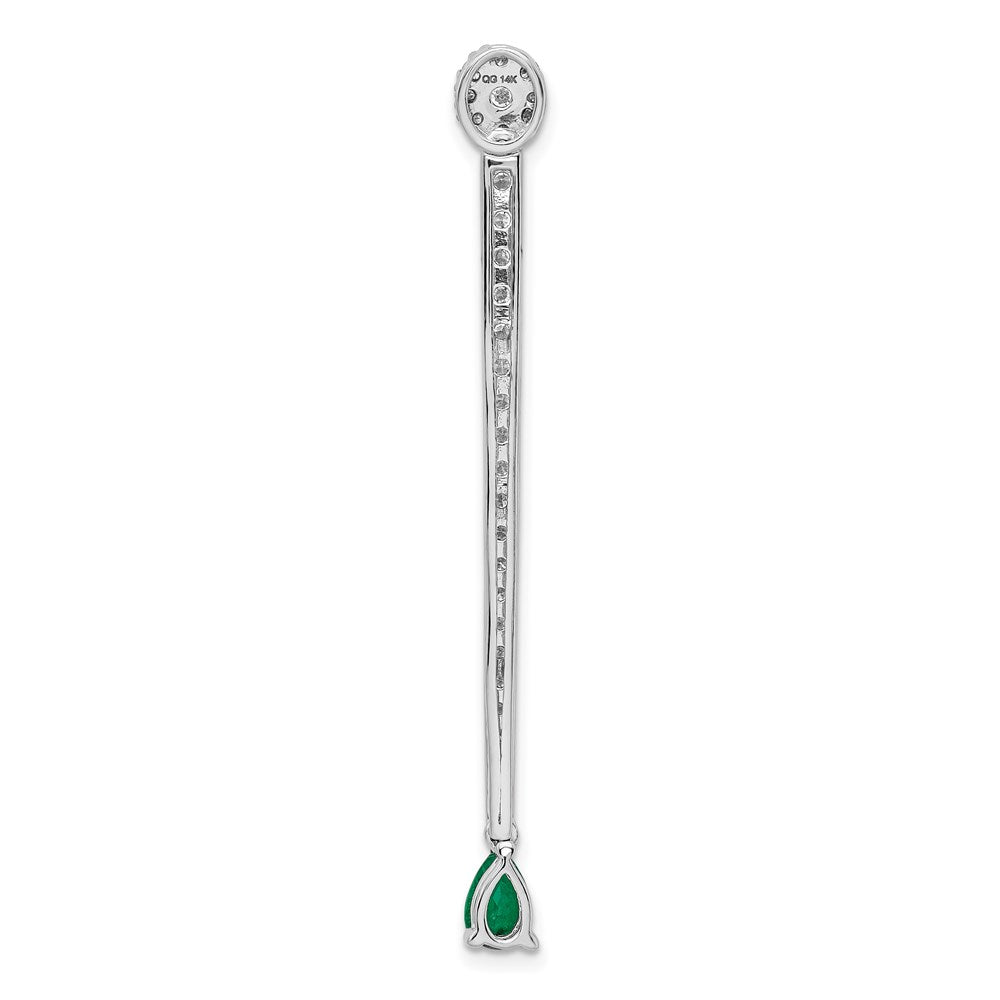 14K Weißgold Anhänger mit echtem Diamant und Tropfen-Smaragd, Fancy-Design