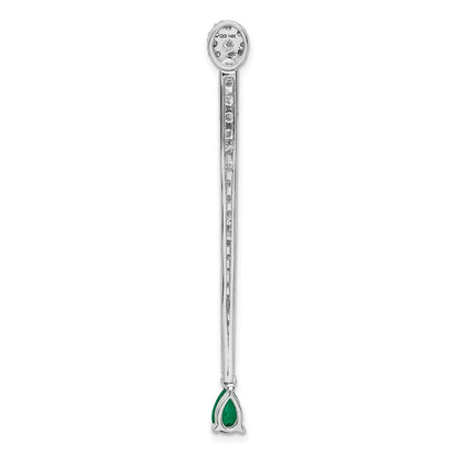 14K Weißgold Anhänger mit echtem Diamant und Tropfen-Smaragd, Fancy-Design