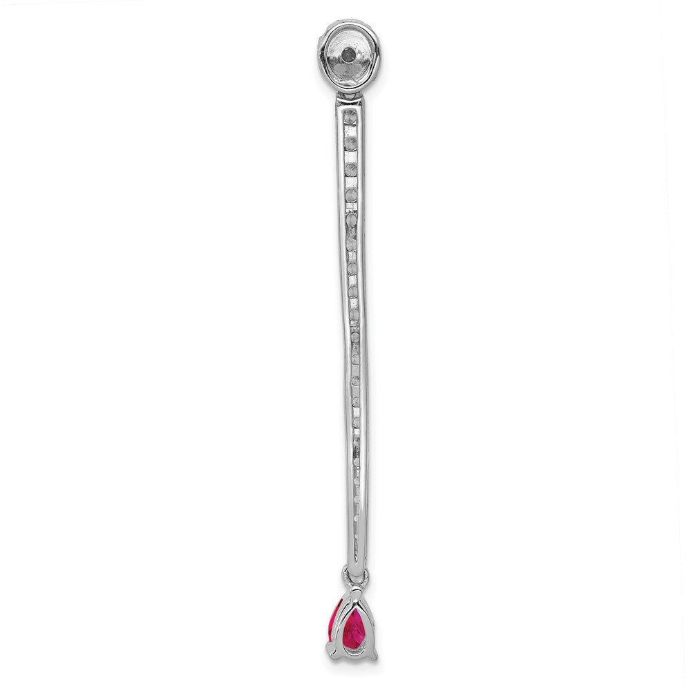 14K Weißgold Echt Diamant &.29 Rubin Fantasie Tropfen Kette Anhänger