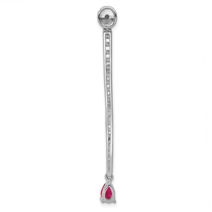 14K Weißgold Echt Diamant &.29 Rubin Fantasie Tropfen Kette Anhänger